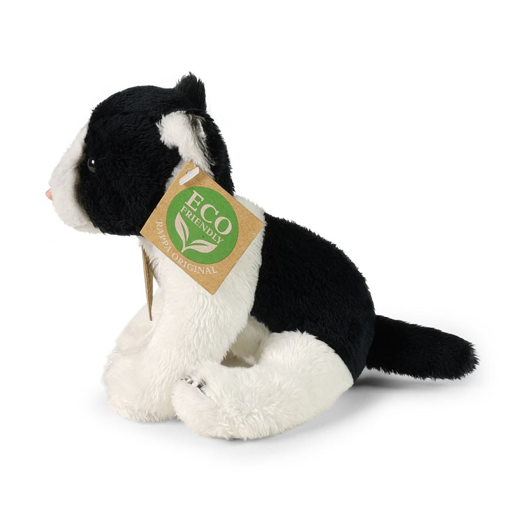 Peluche gatto bianco e nero 14 cm eco-friendly