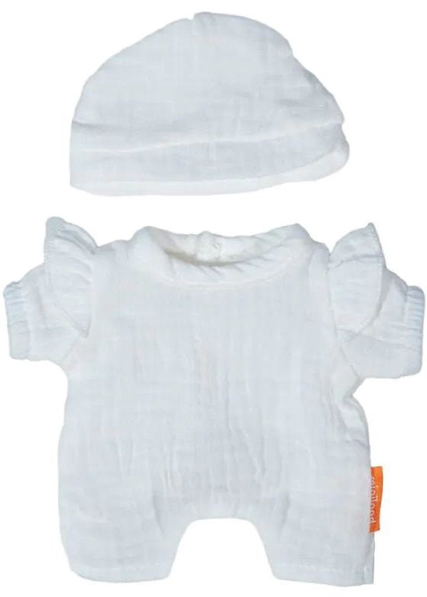 Miniland poppenpyjama met muts - poppenkleding 21cm katoen.