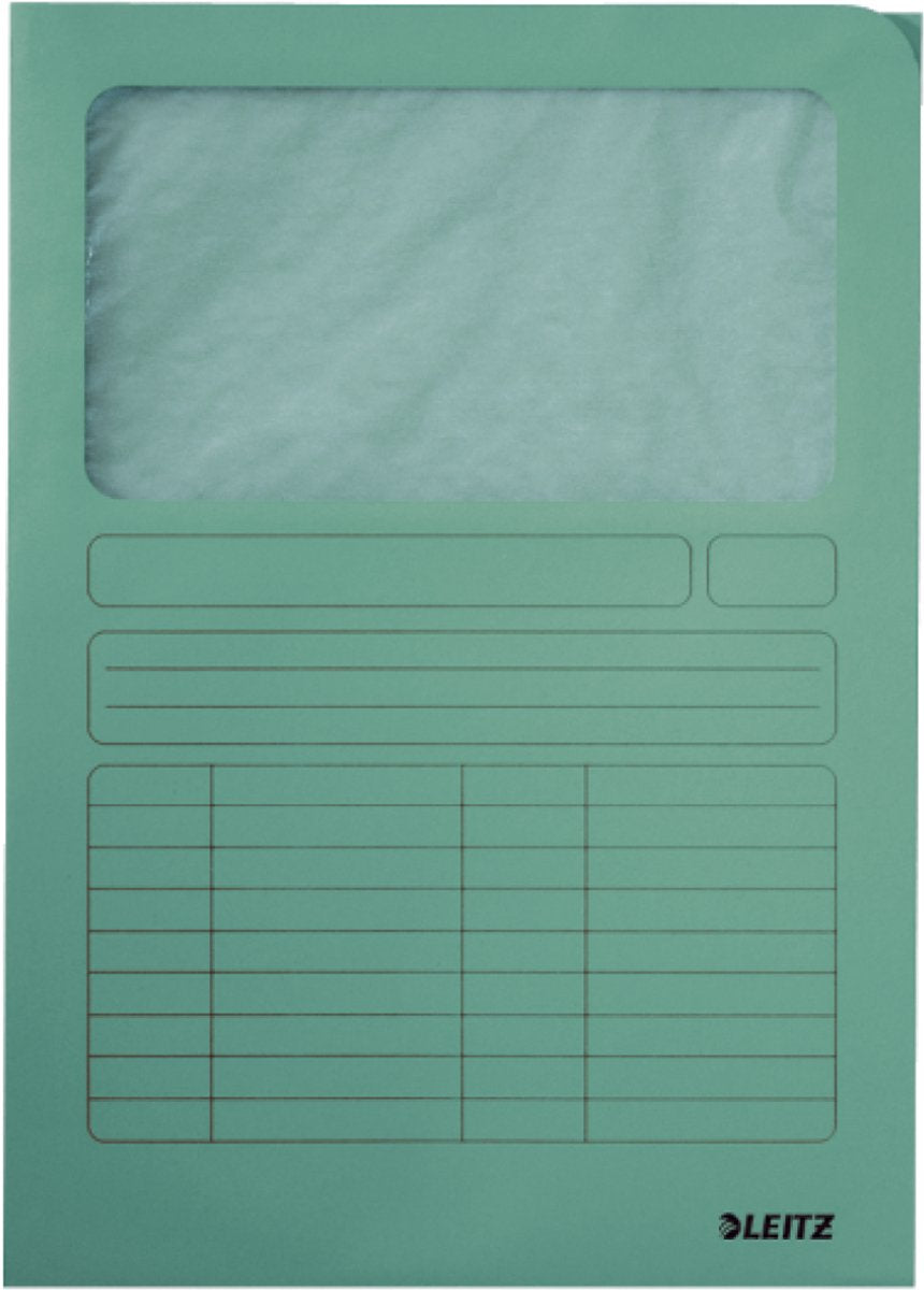 Carpeta con ventana Leitz de cartón A4 - 100 piezas - verde claro