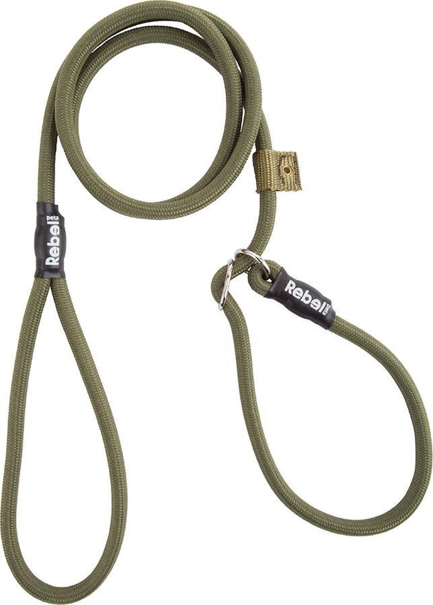Correa para perros Rebel Petz - correa de entrenamiento - verde militar - s - 8 mm x 140 cm