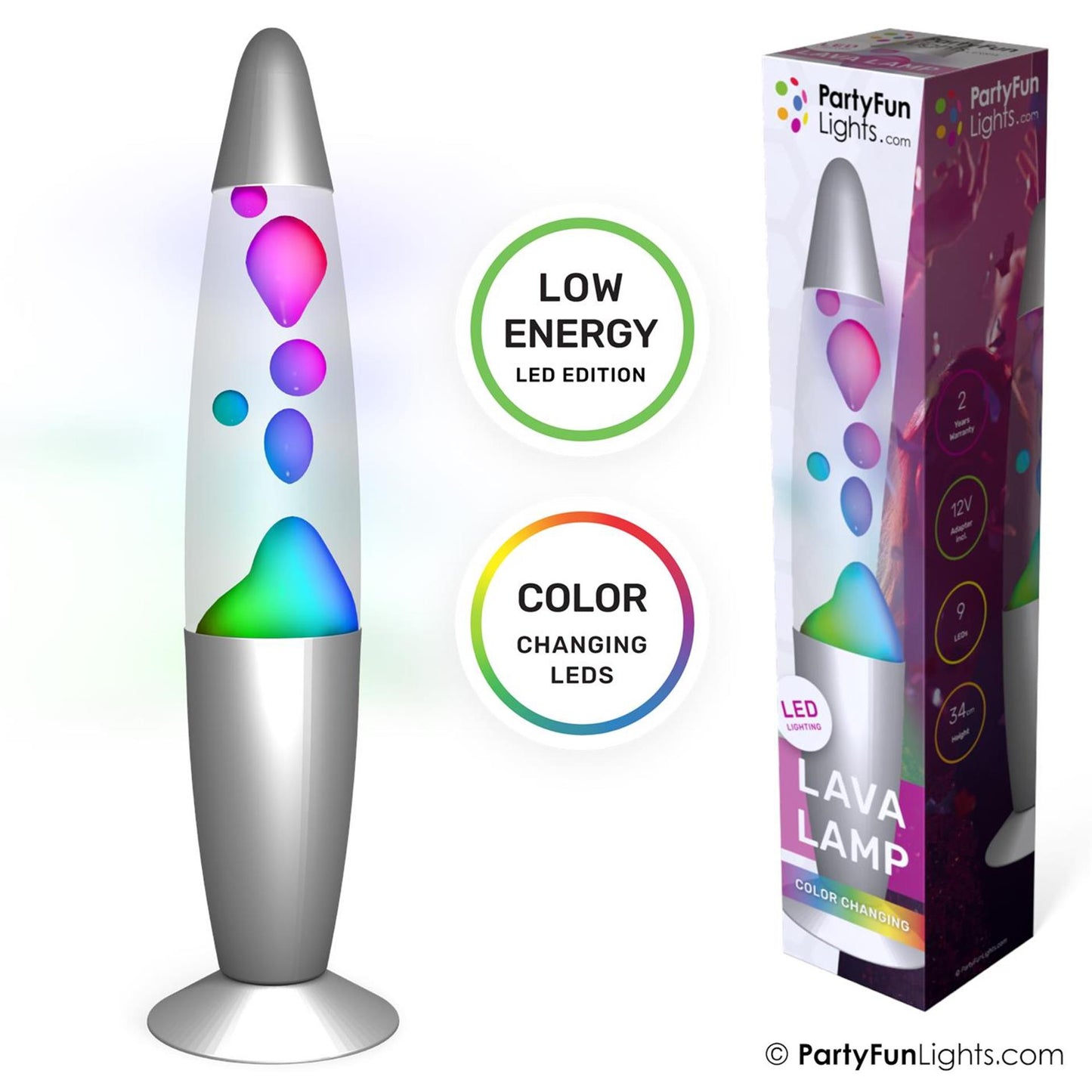 Partyfun luci lampada lava LED con cambio colore