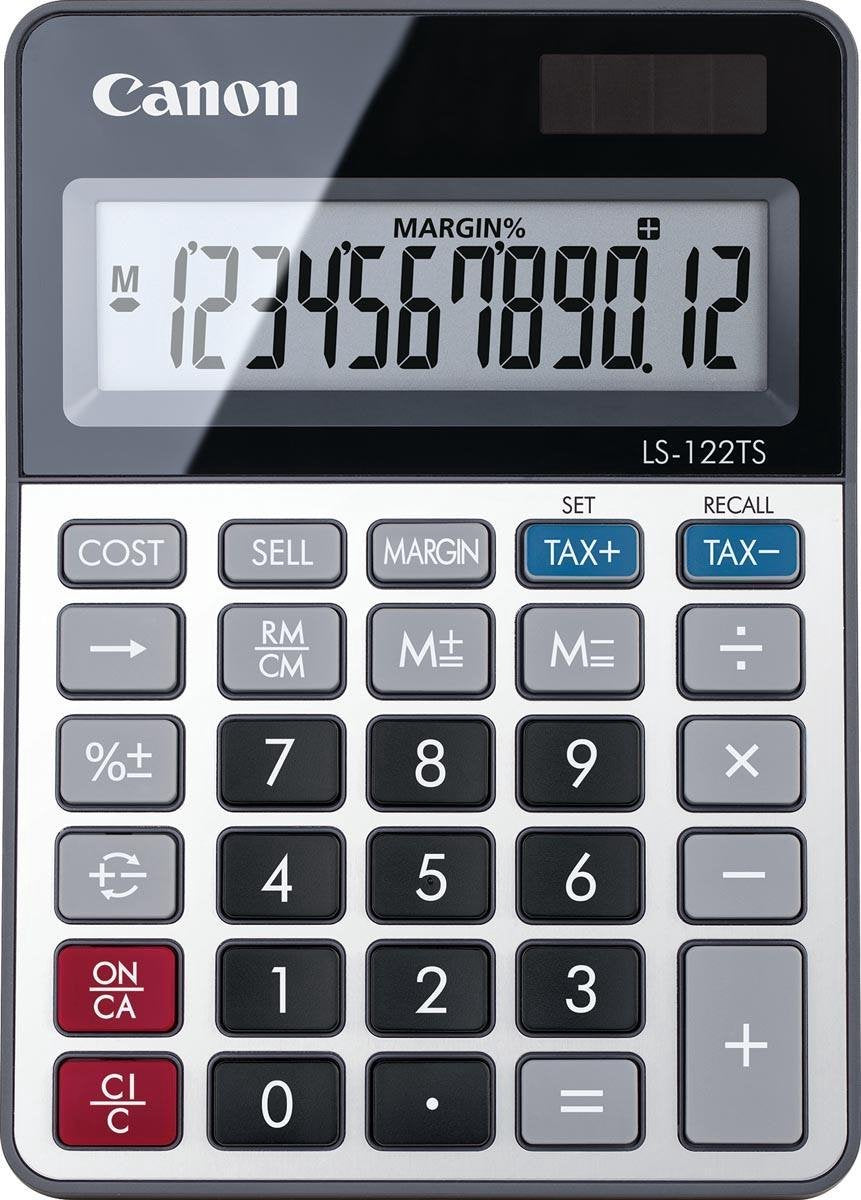 Calcolatrice elettronica da ufficio Canon per dipartimenti finanziari ls 122ts double silver