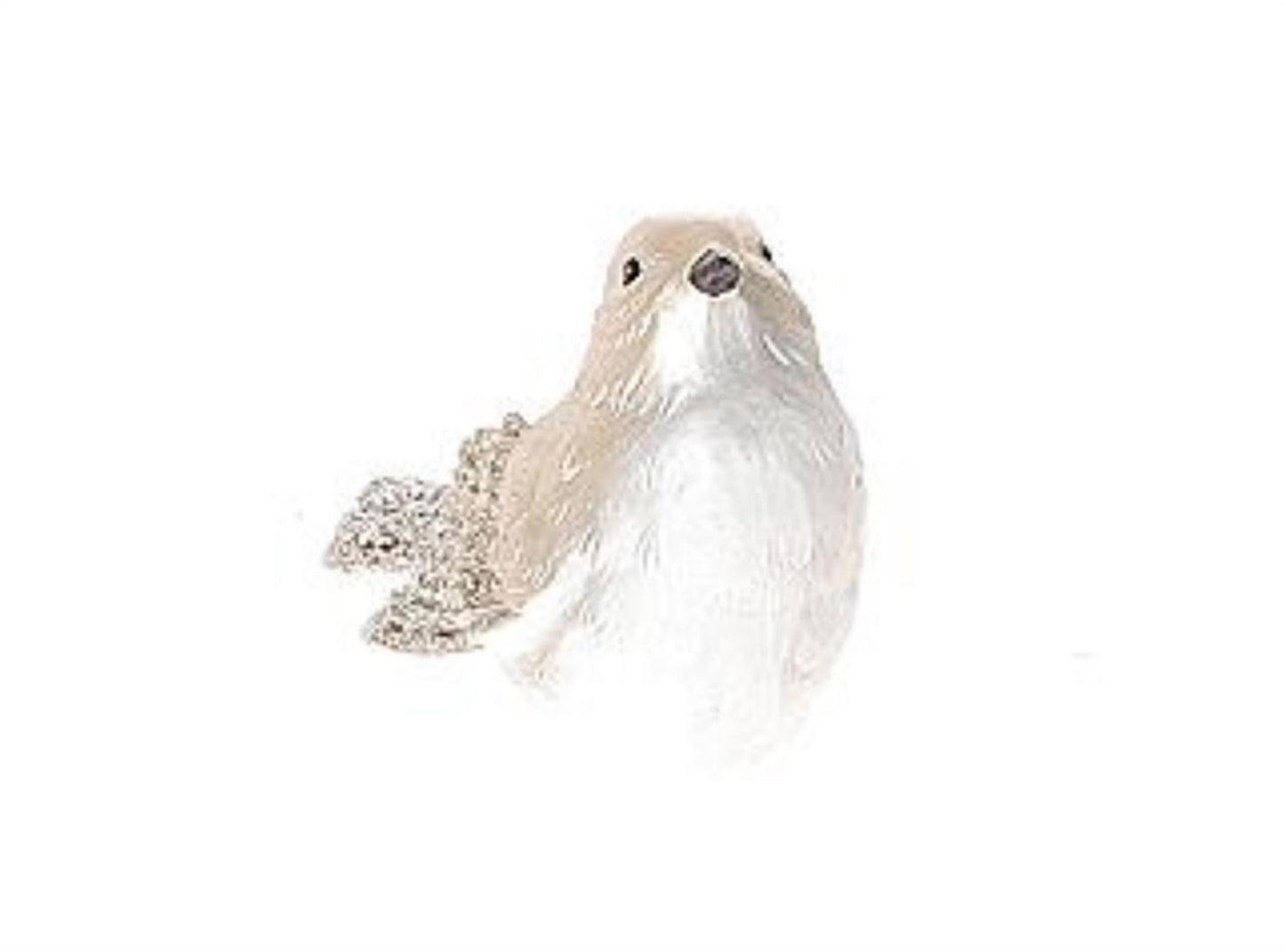 Hbx natural living deco vogel sele 10,5x5,5xh6,5cm keramiek wit champagne met glitters