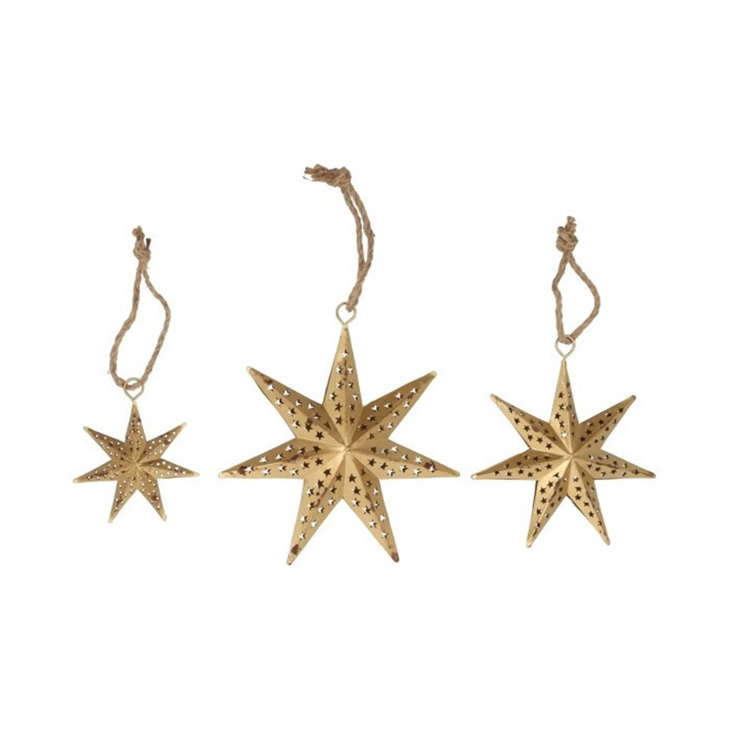 HBx Ciondolo natalizio naturale vivente Stella in 3 pezzi in oro