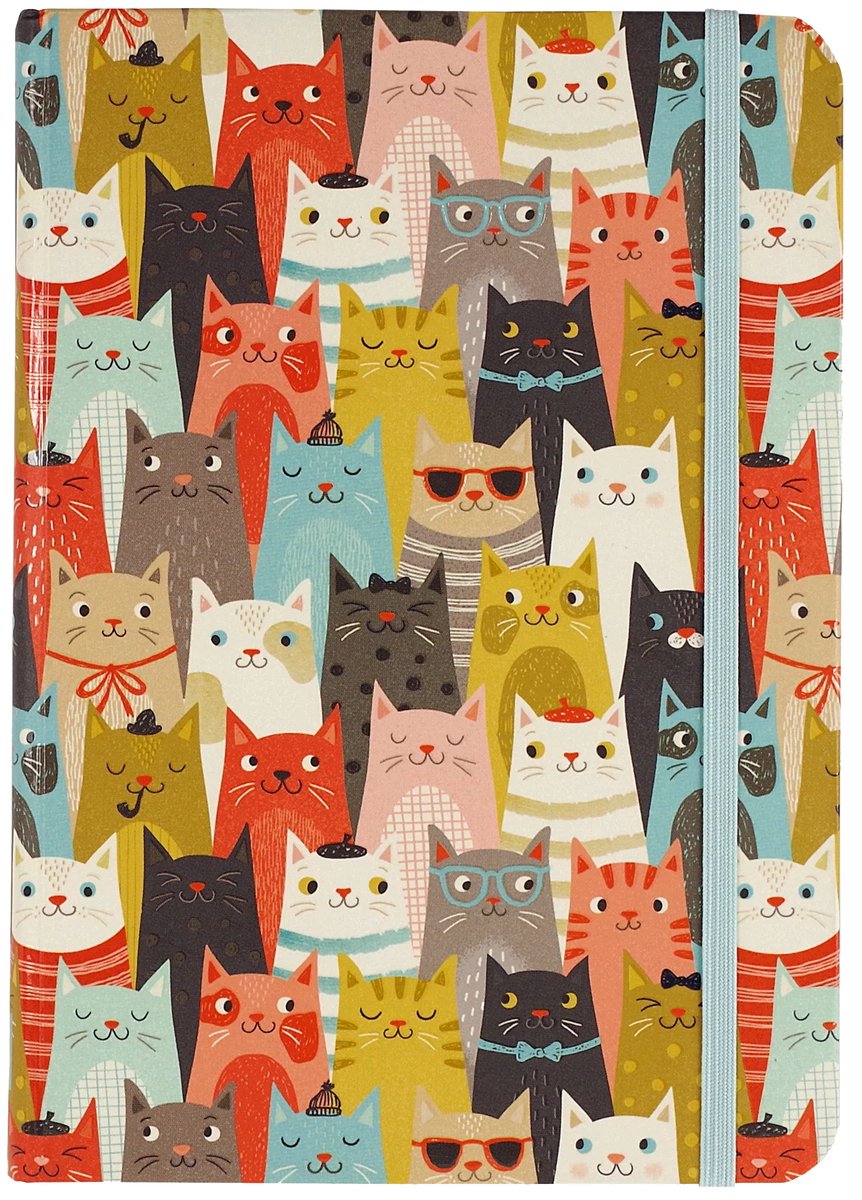 Cuaderno compacto Peter Pauper - gatos - con cierre elástico - 13x18 cm