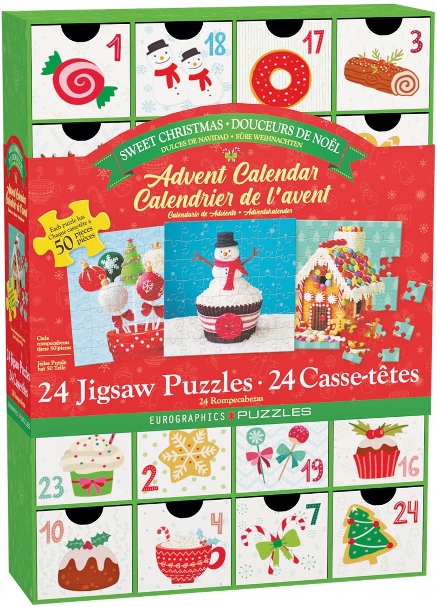 Eurographics - Dolci natalizi - 12×50 pezzi 12,5×12,5 cm (l×a) - calendario dell'avvento
