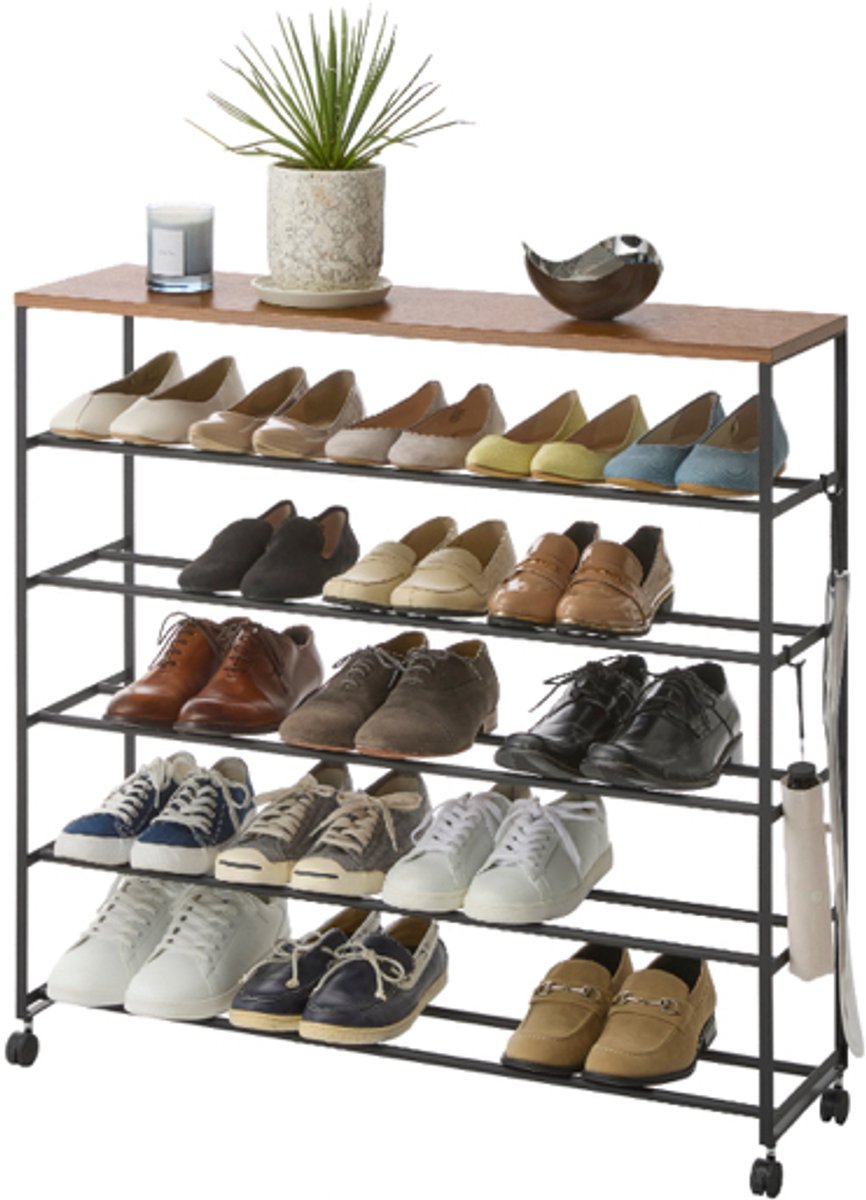 Scarpiera a torre Yamazaki su ruote a 5 livelli - nera