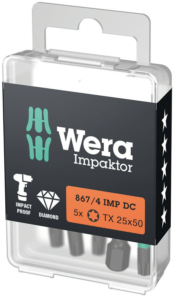 Imp wera 867 4 punte per attuatori fai da te torx® DC, tx 25 x 50 mm, 5 pezzi - 05057665001