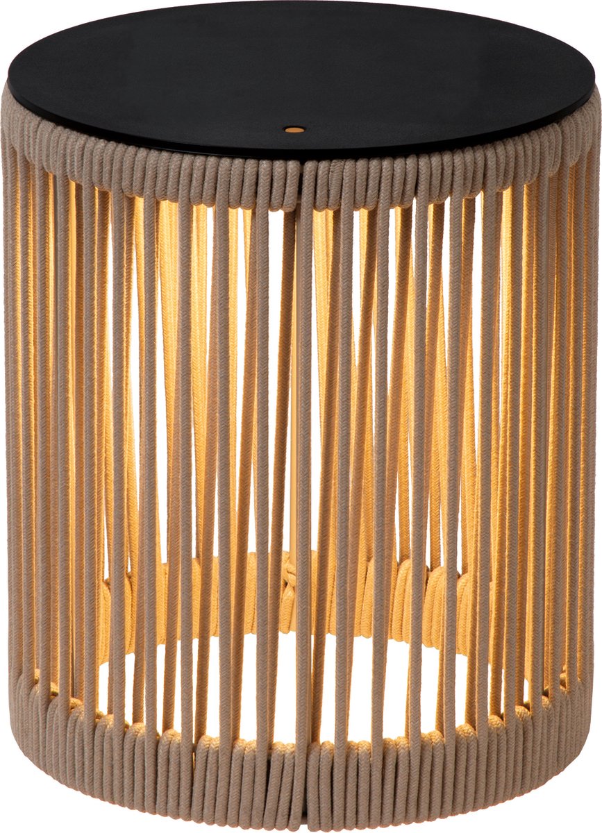 Lucide pingi - lámpara de pie recargable interior exterior - batería recargable - ø 33,5 cm - led 3 stepdim - 1x3w 3000k - ip44 - taupe - japandi