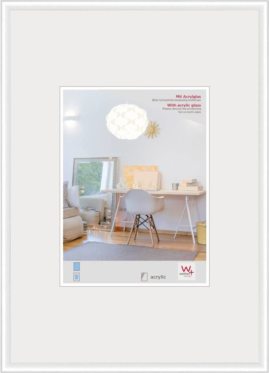 Walther new lifestyle - cornice in plastica - formato foto 70x100 cm - vetro artistico - bianco