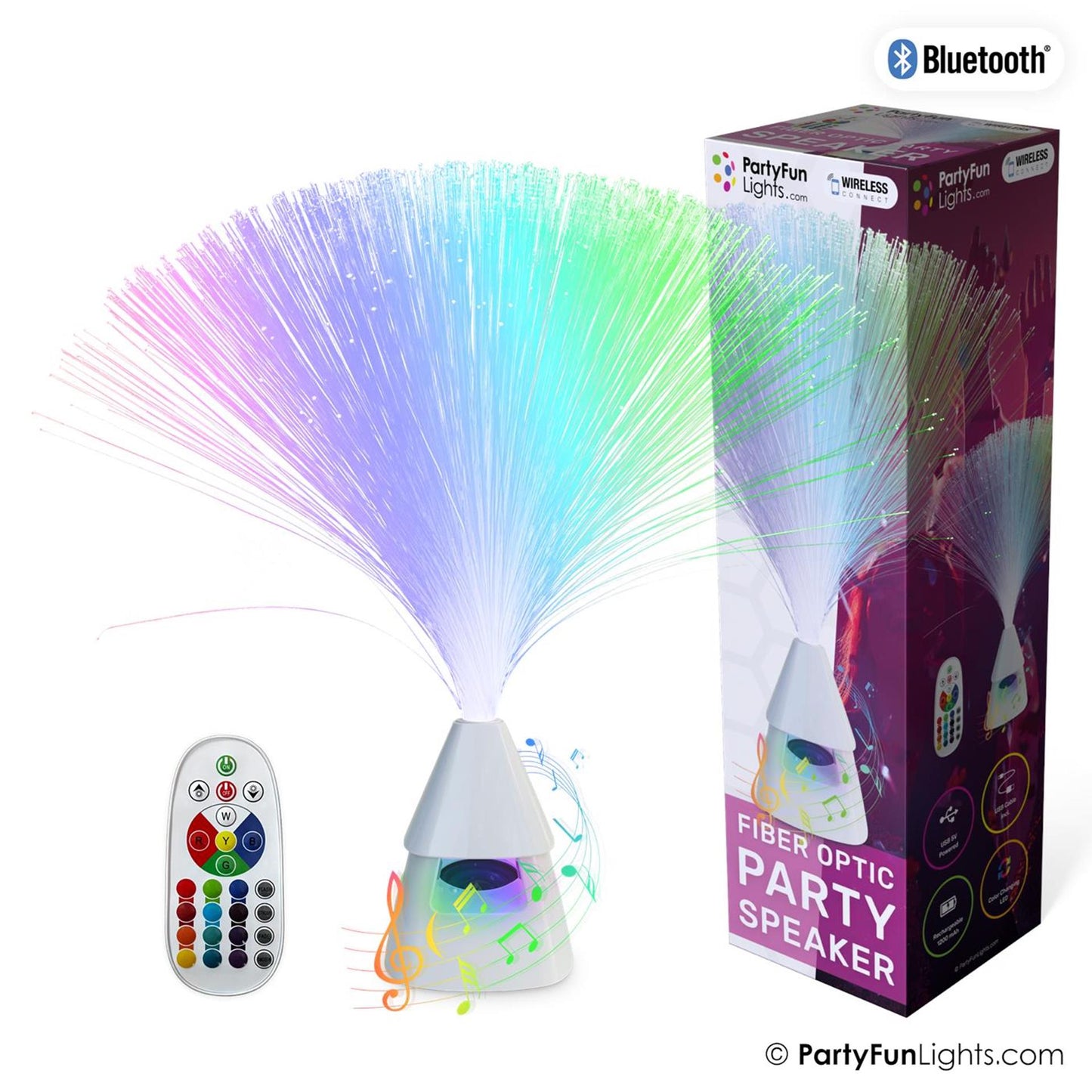 Partyfun enciende altavoz bluetooth fibra optica