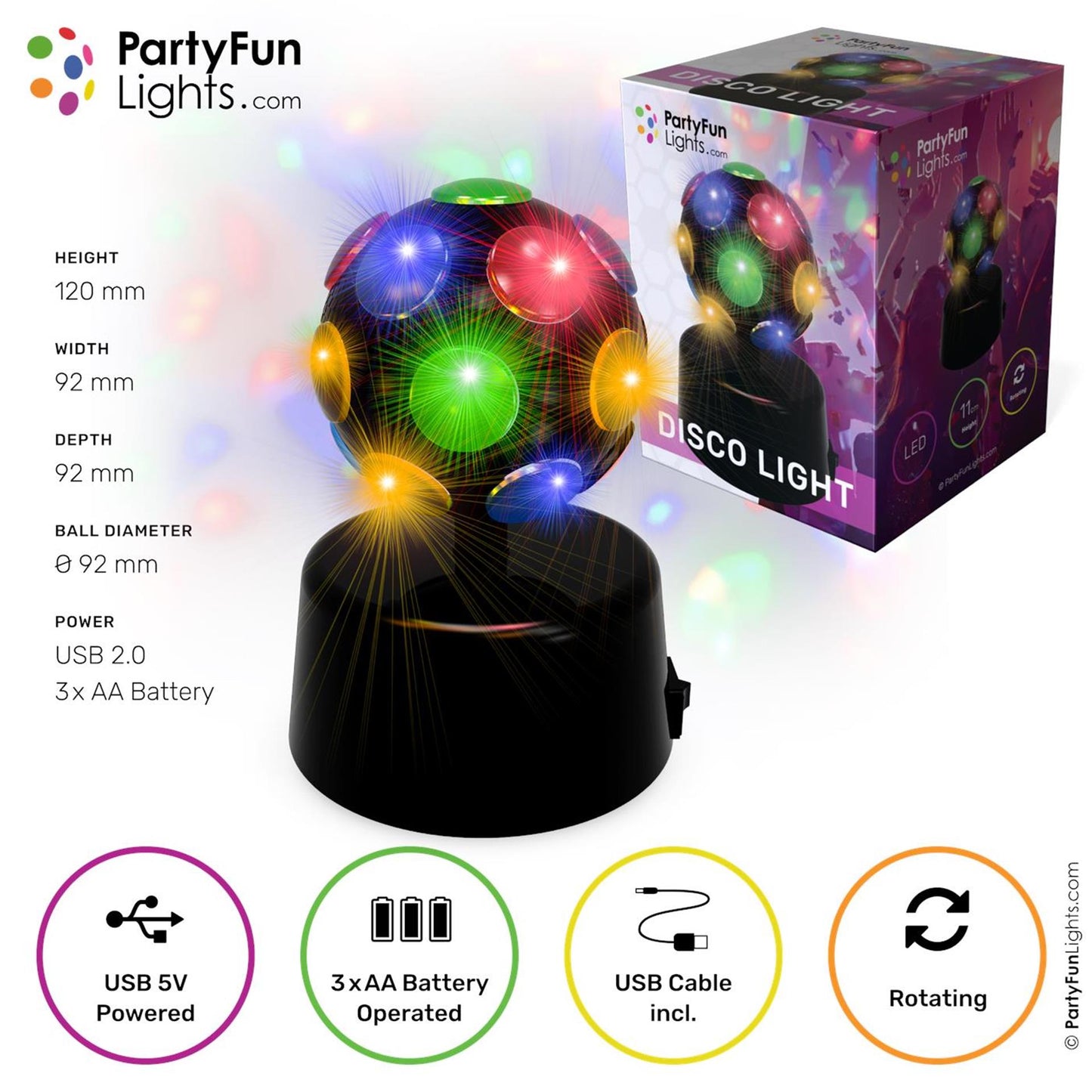 Lámpara de mesa Partyfun lights mini bola de discoteca giratoria