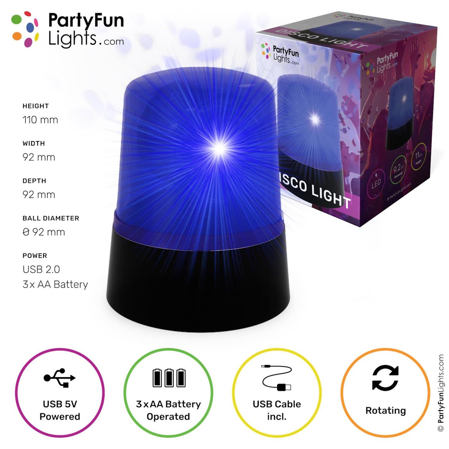 Lampada da tavolo Partyfun Lights Mini Police Light LED blu