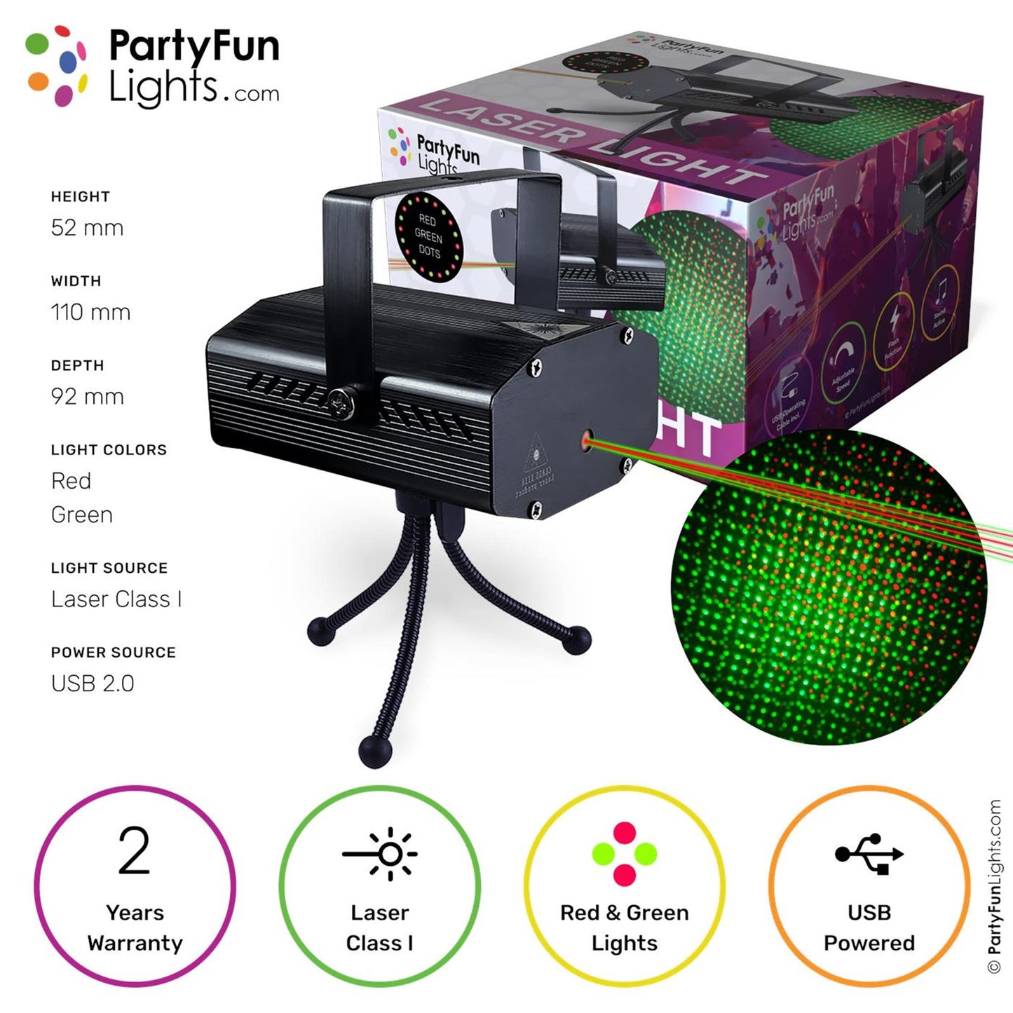 Luci divertenti per feste luce laser usb led rosso verde