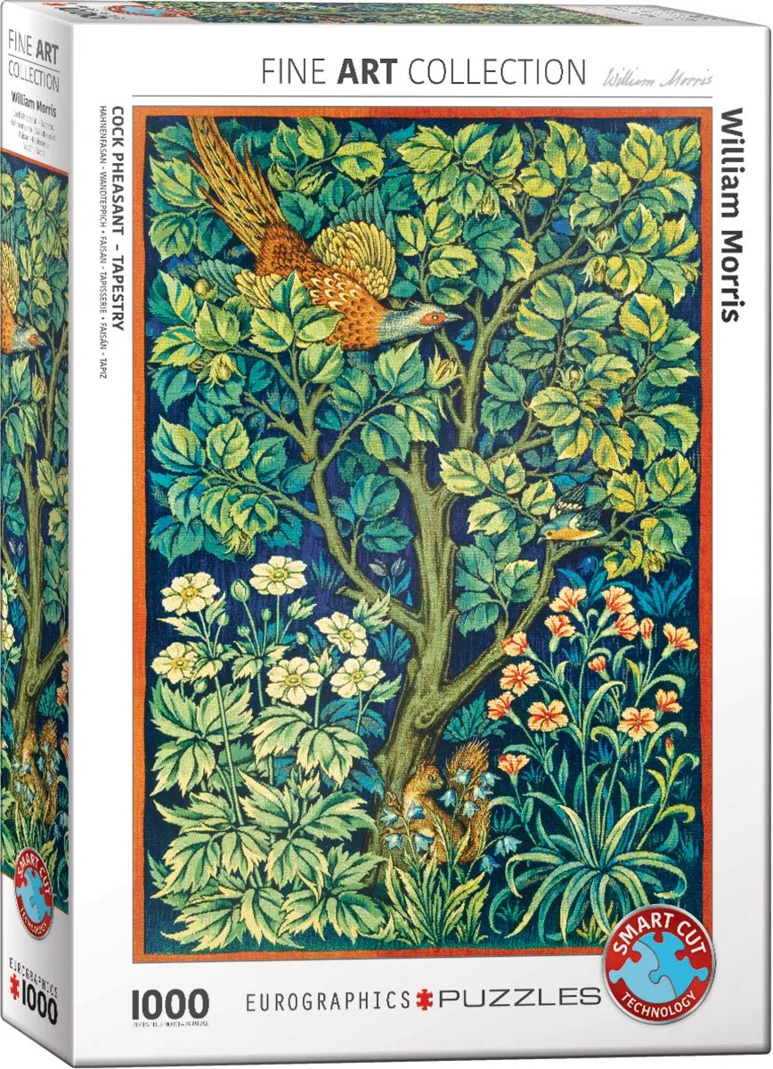 Eurographics - faisán gallo - william morris - 1000 piezas - 68×48cm - rompecabezas de obra maestra de bellas artes
