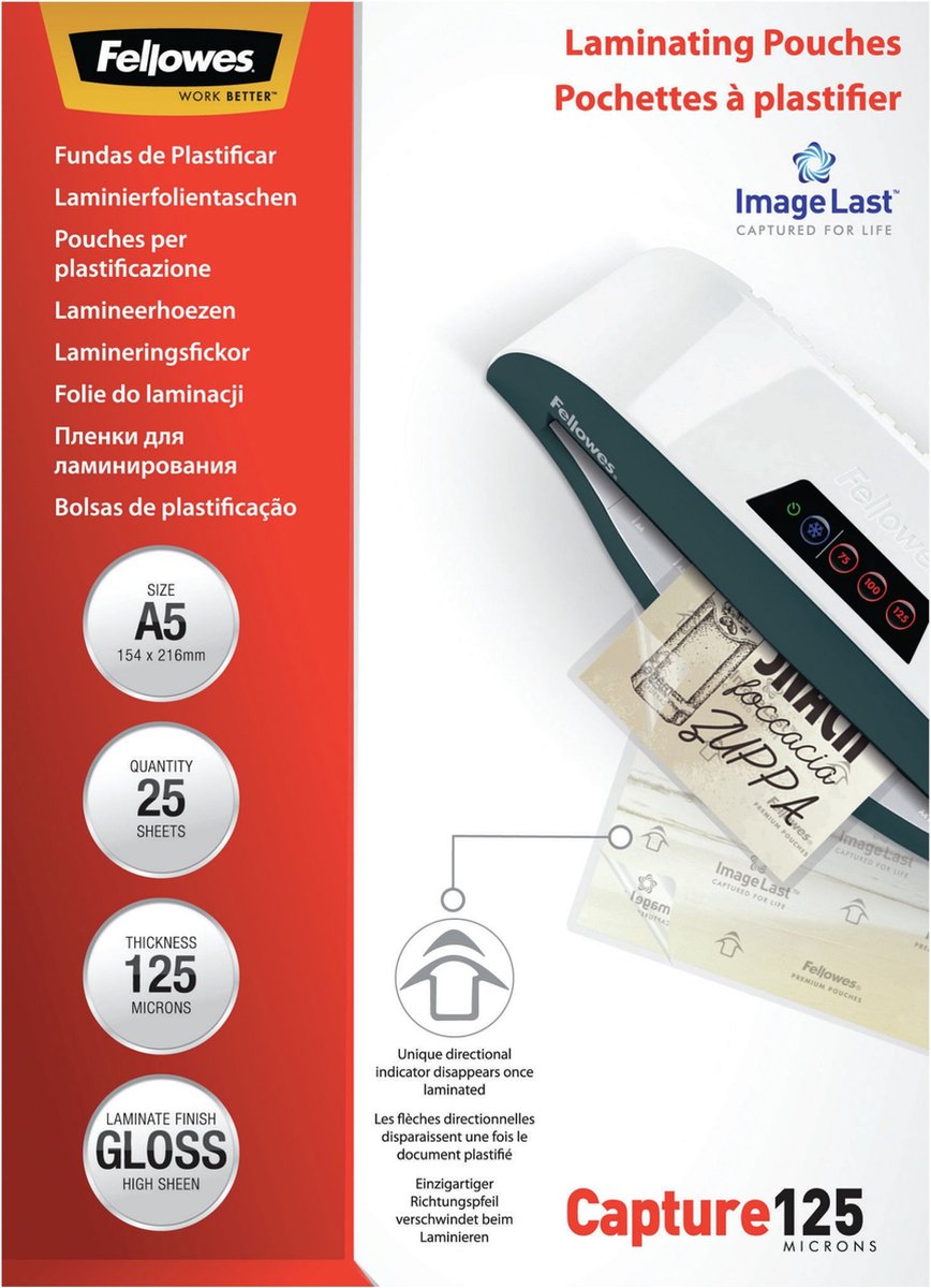 Buste per plastificazione Fellowes imagelast a5 125 micron 25 pezzi