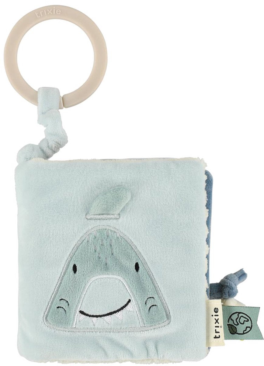 Trixie libro cochecito sensorial mr. tiburón – 3m+ – con texturas de espejo