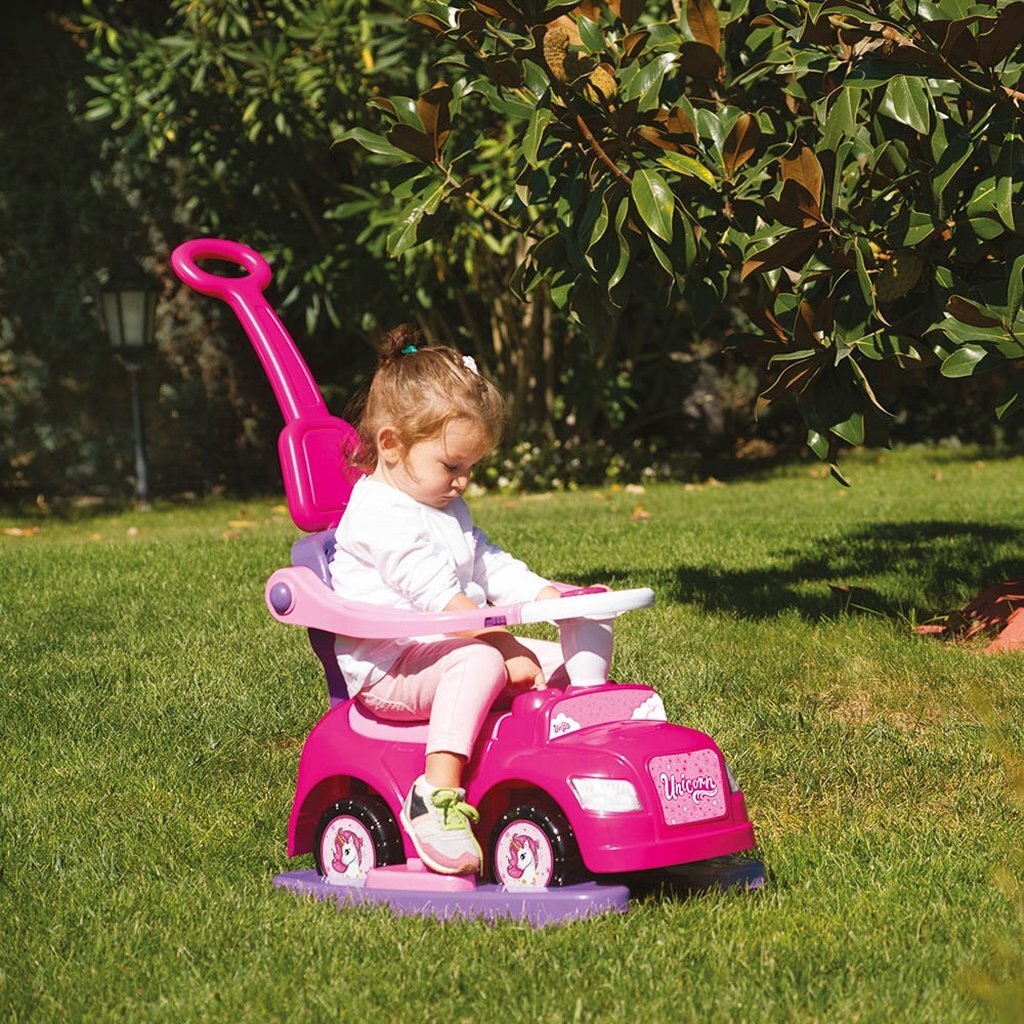 Dolu Dolu Unicornio de caminata con barra de empuje rosa