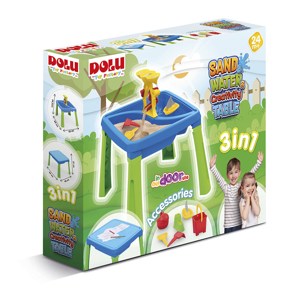 Dolu Dolo 3077 Tavola della sabbia 3 in 1 con tavolo da disegno Verde blu