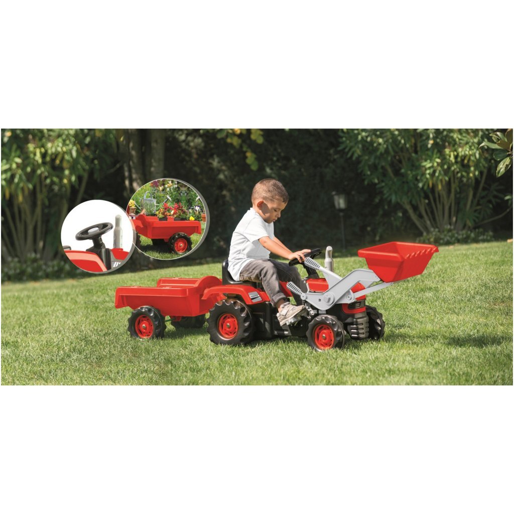 Dolu Dolu Steptractor con trailer e caricatore rosso nero