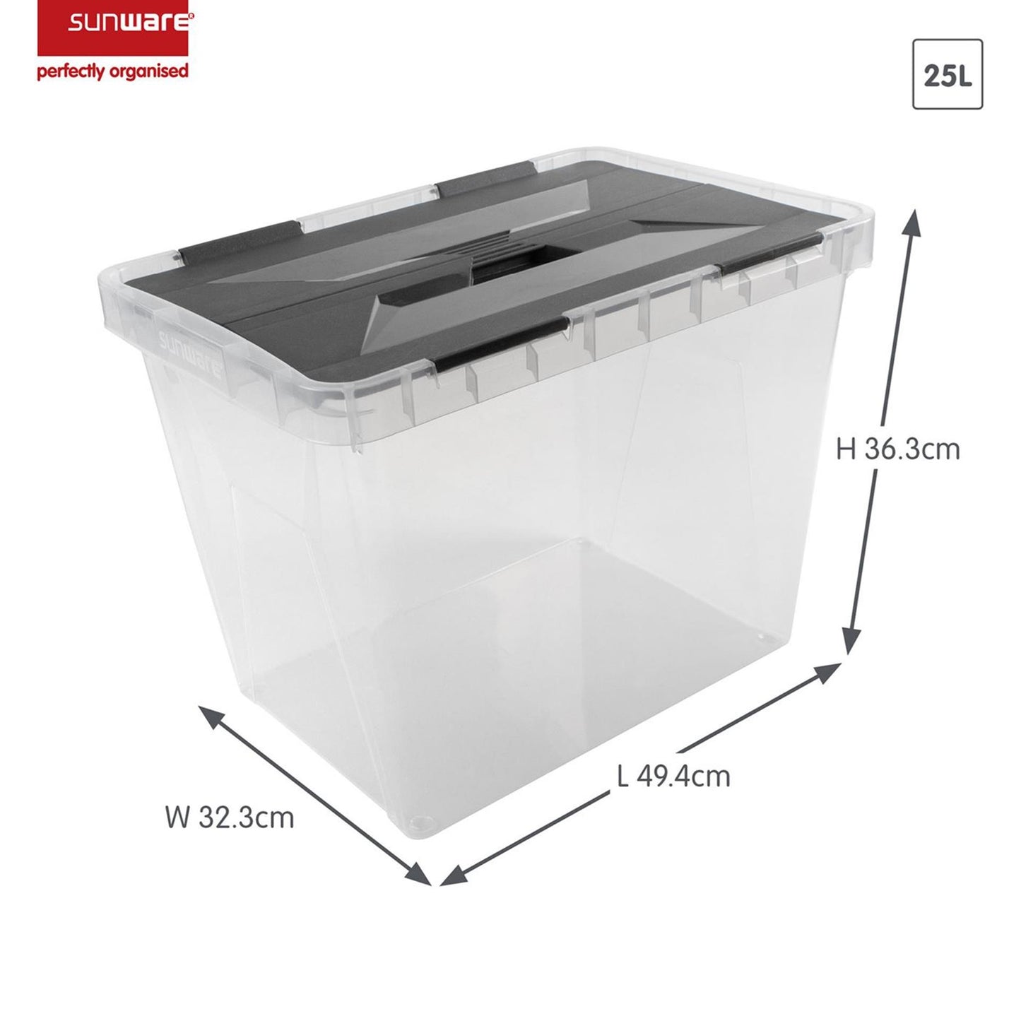 Scatola portaoggetti Sunware onice 25l trasparente