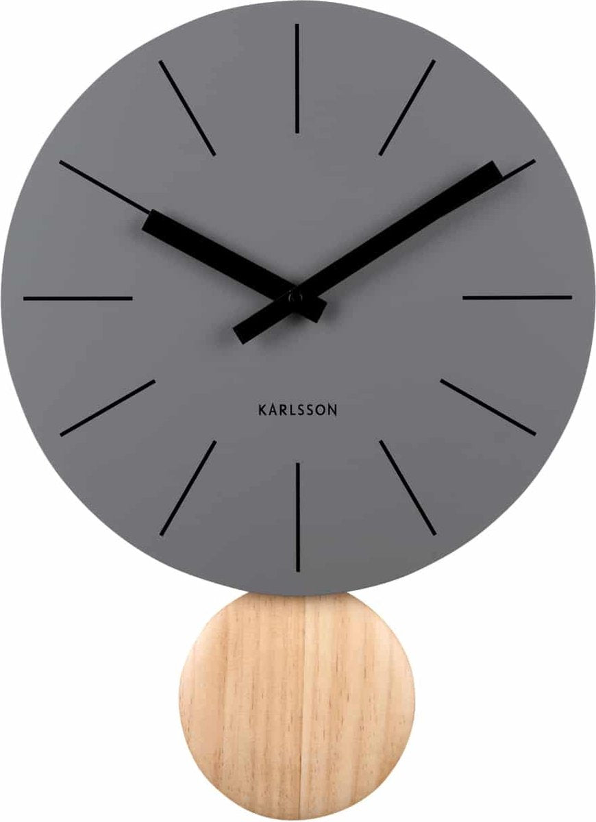 Reloj de pared Karlsson arlo péndulo - gris - ø30cm - reloj de pared escandinavo