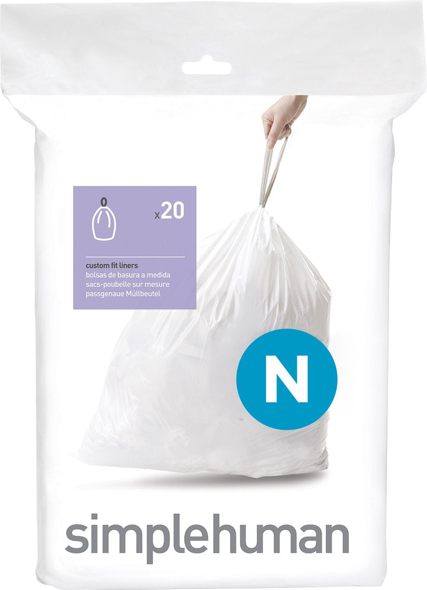 Bolsas de basura Simplehuman code n - 45 litros - 20 piezas - con cordón - blanco