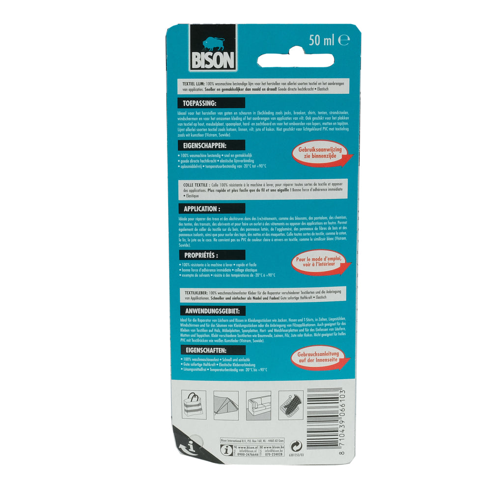 Tubo di colla tessile bisonti 50 ml trasparente