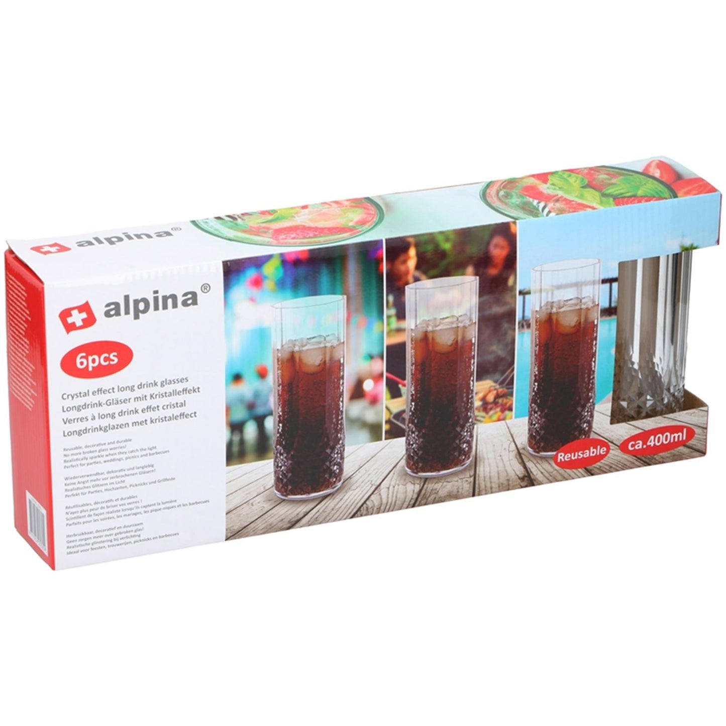 Set bicchieri long drink Alpina in plastica 400ml