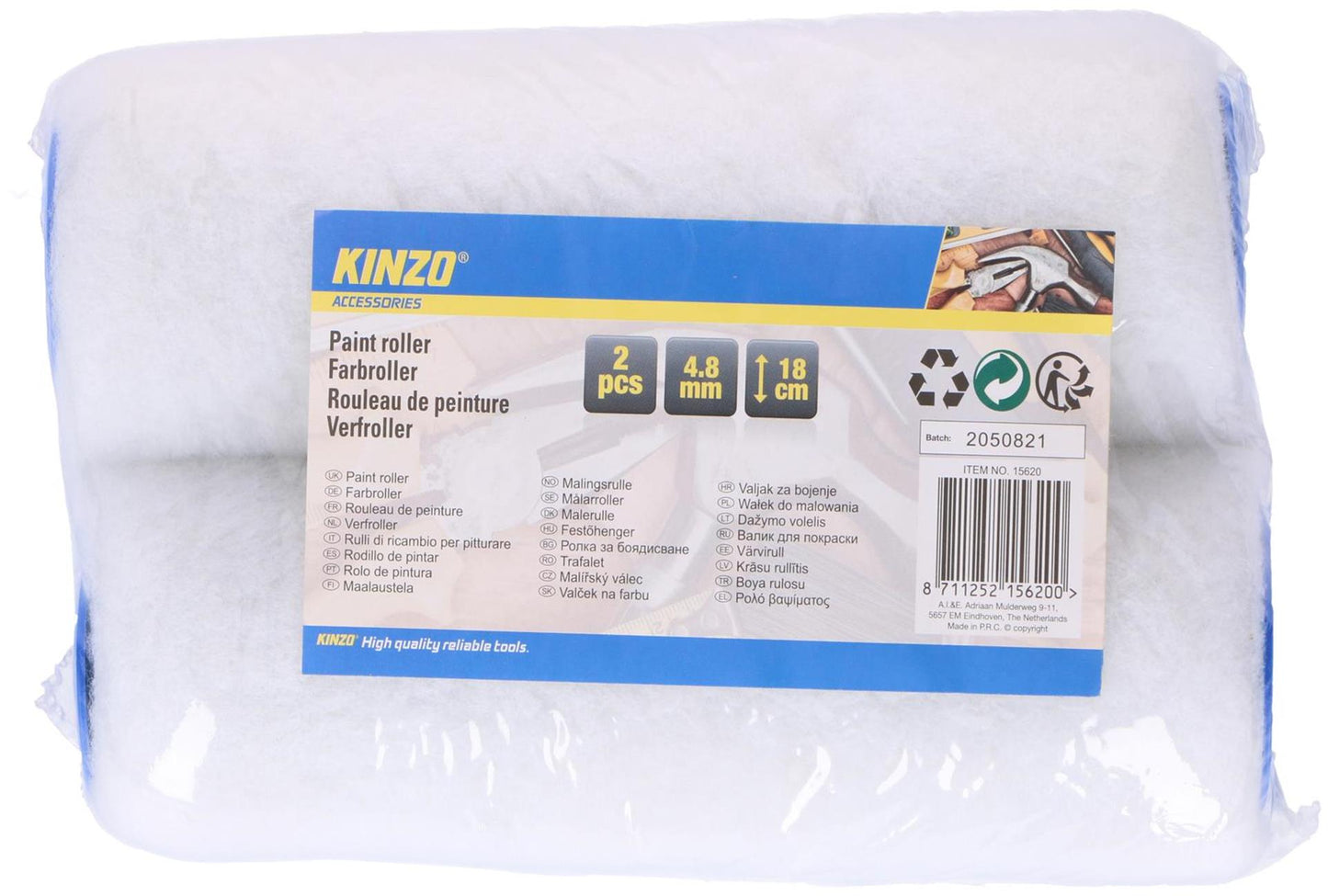 Rodillo de pintura Kinzo ø4,8x18cm paquete de 2 piezas