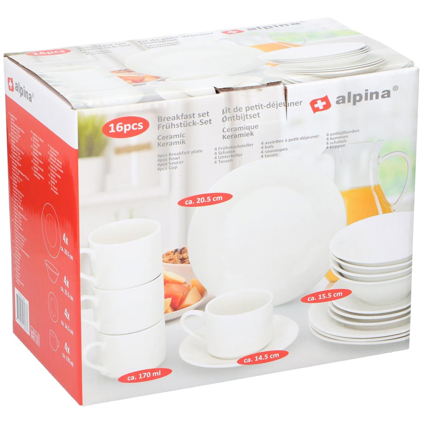 Alpina Breakfast Set a 16 pezzi bianco