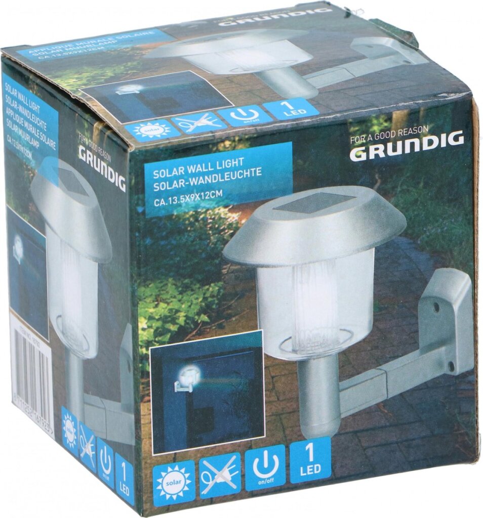 LED de lámpara de pared de Grundig Grundig 14 x 9.5 x 12 cm de acero plateado