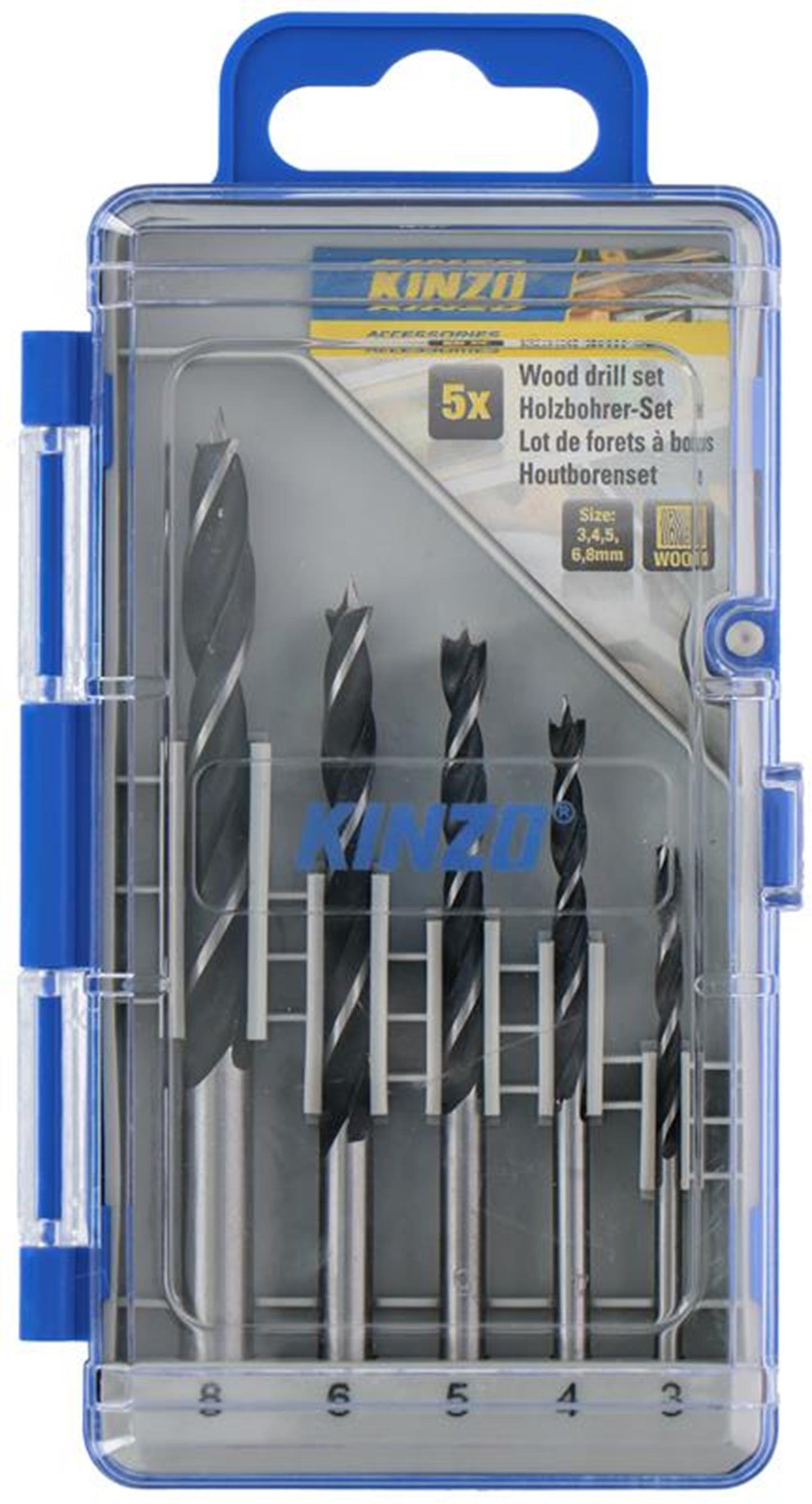 Set punte per legno Kinzo da 5 pezzi (3-8mm)