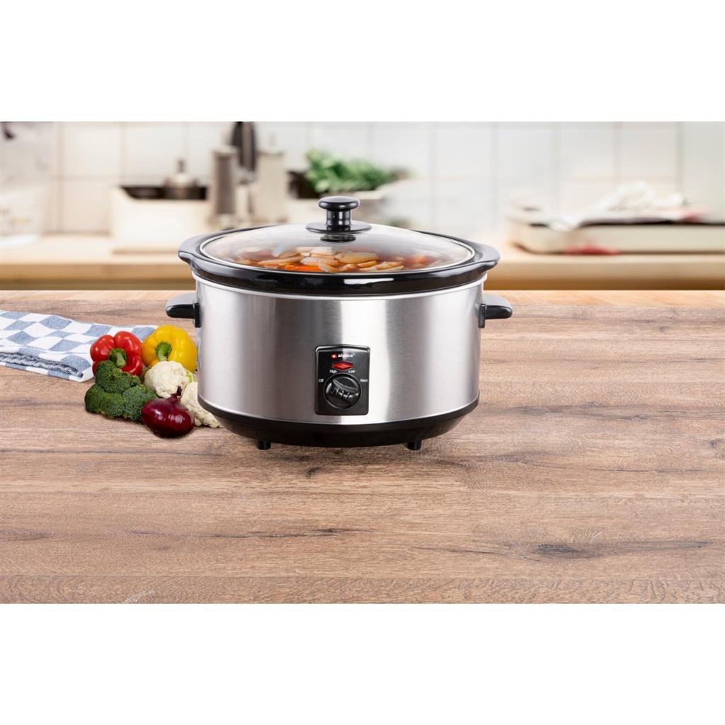 Alpina Slowcooker 3.5L 240W in acciaio inossidabile nero