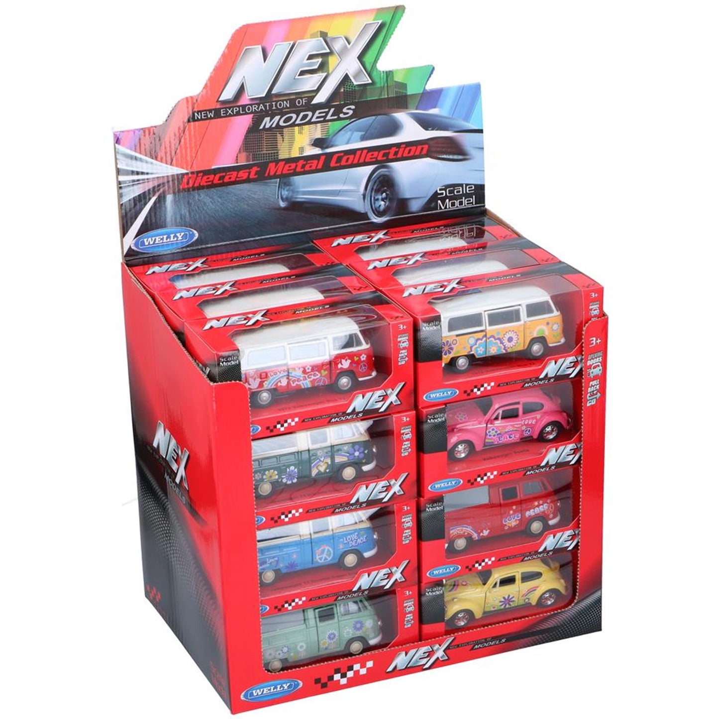 Welly hippie auto of bus pull back 11,5x4,5x4cm