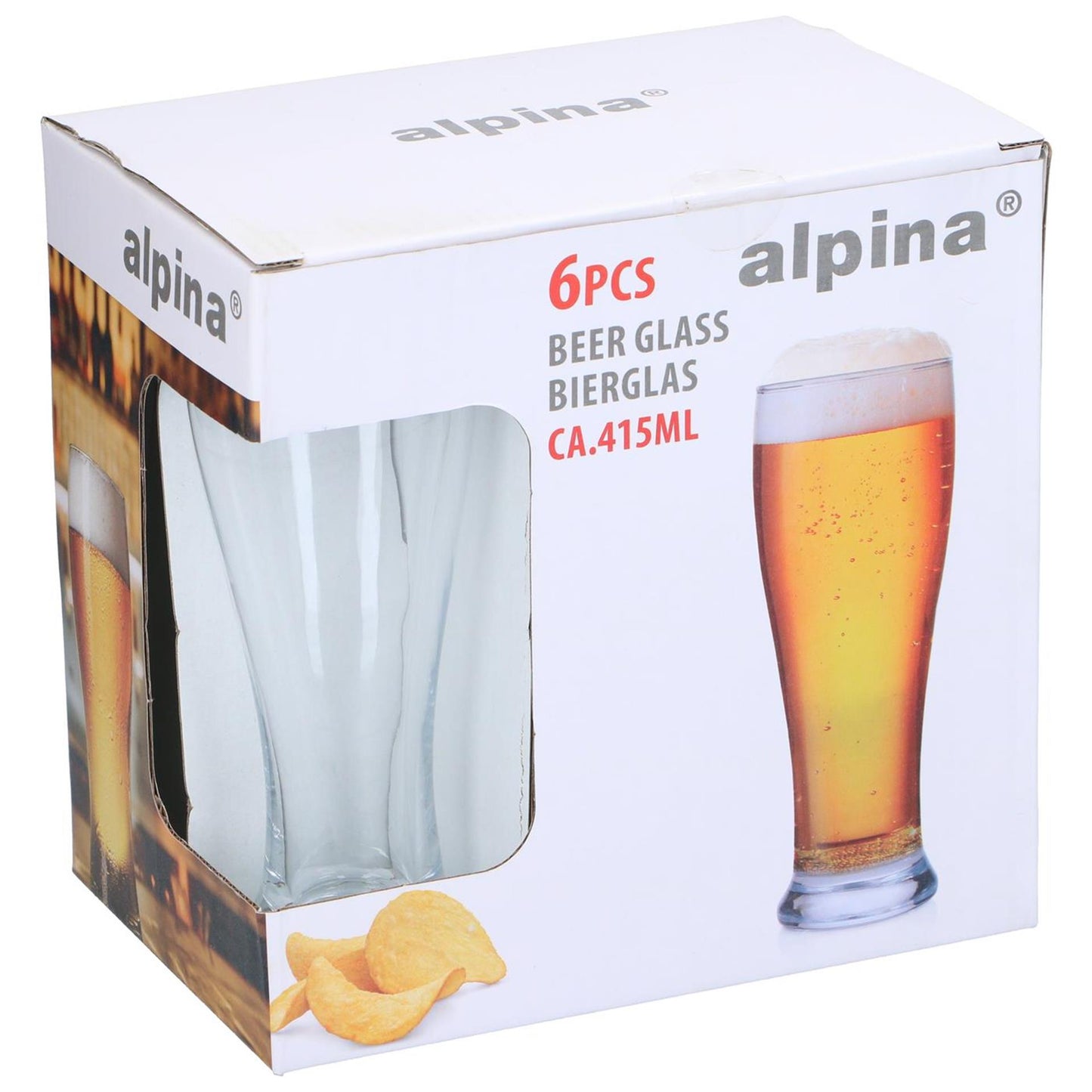 Vaso de cerveza Alpina 415ml ø6,7cm caja de 6uds
