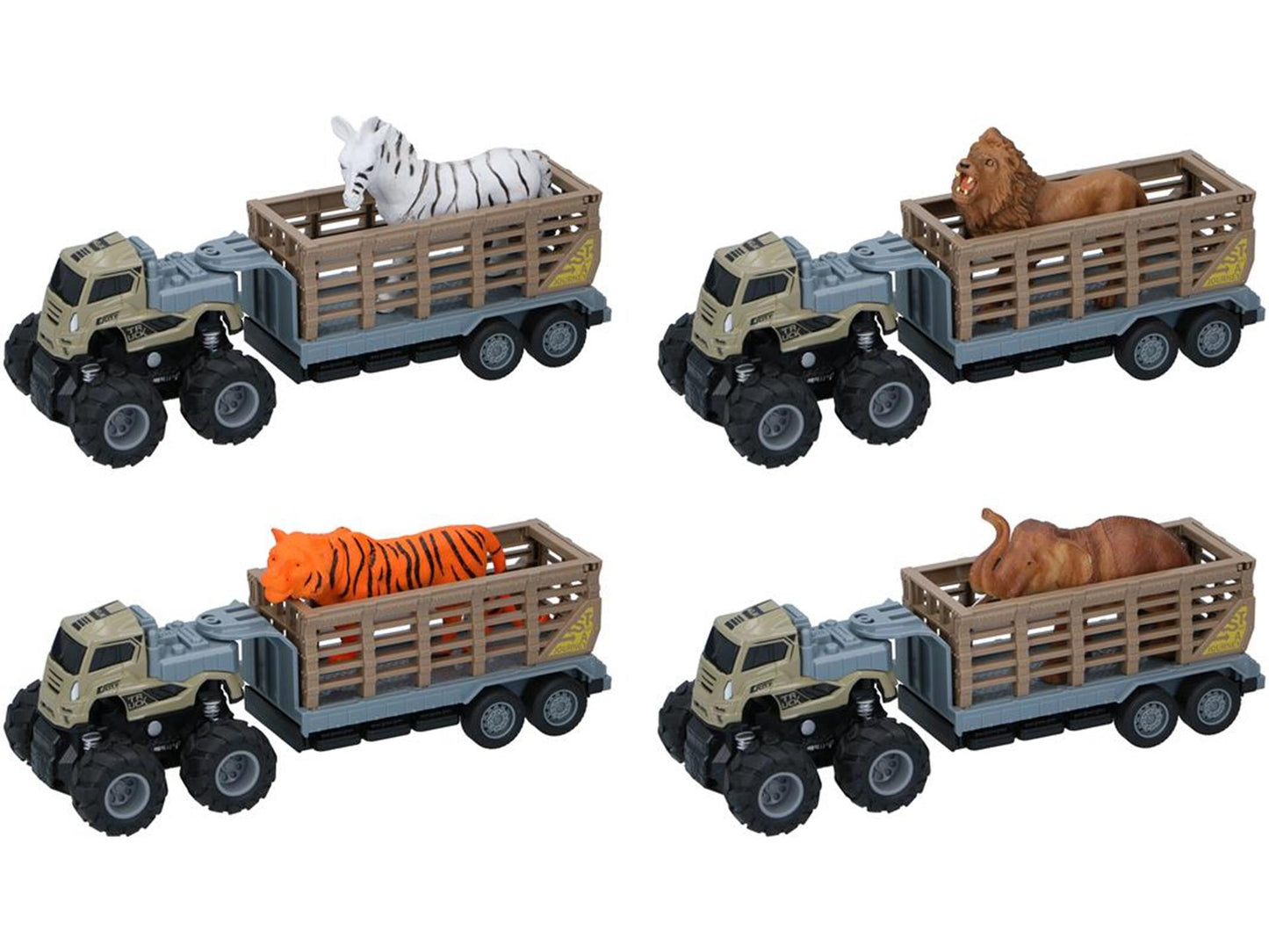 Camion giocattolo Eddy con rimorchio e animale selvatico