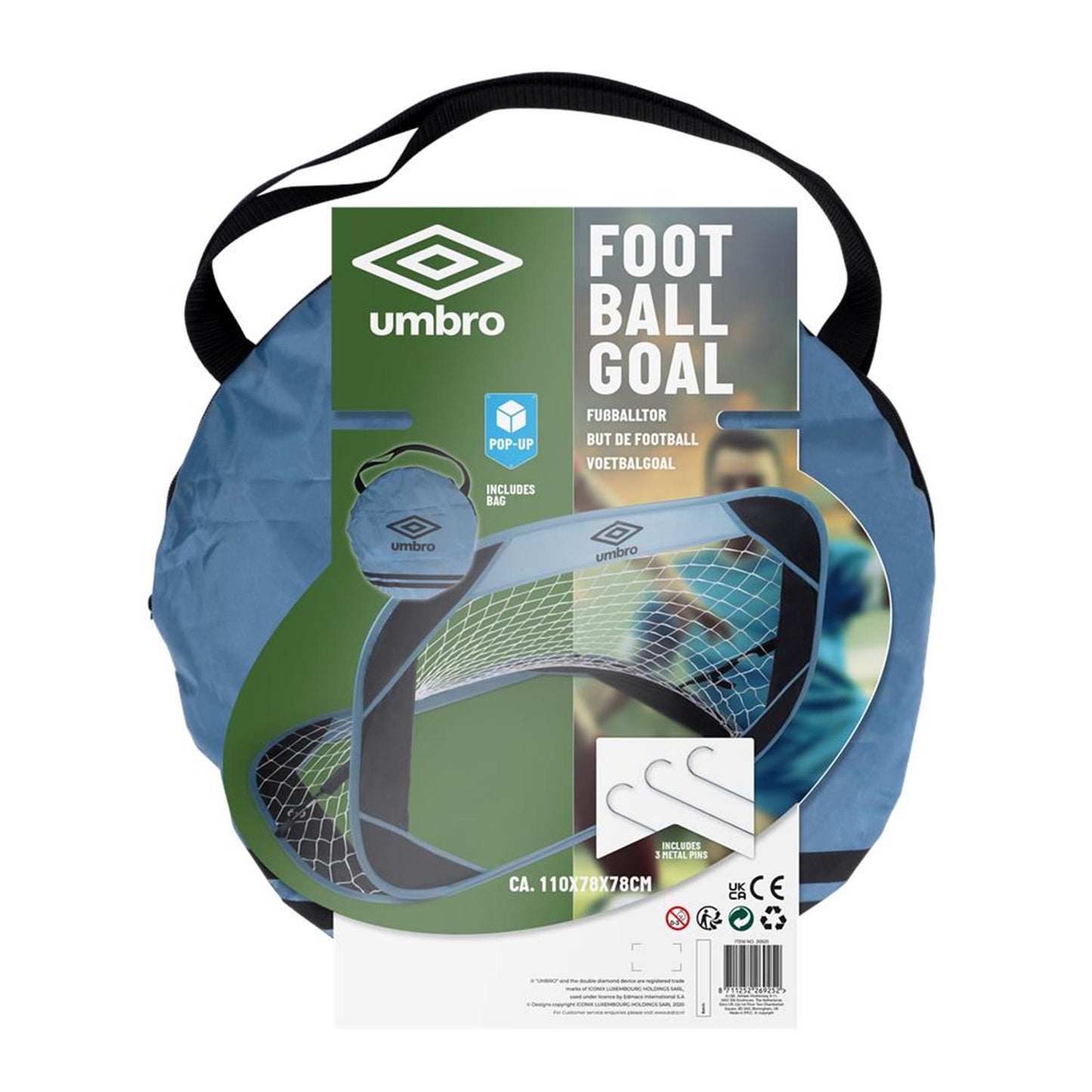 Portería de fútbol Umbro emergente 110x78x78cm