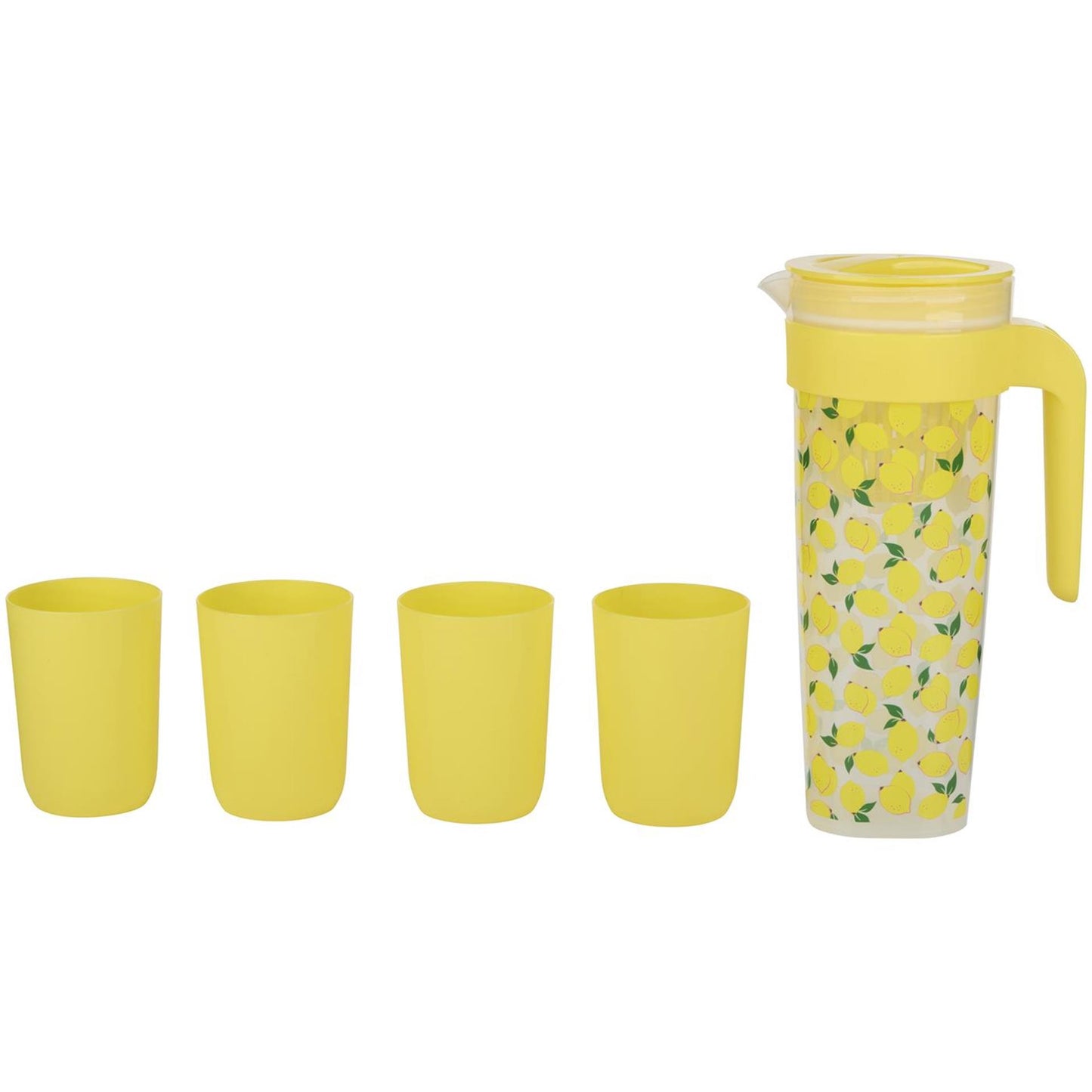 Jarra de agua con 4 tazas.