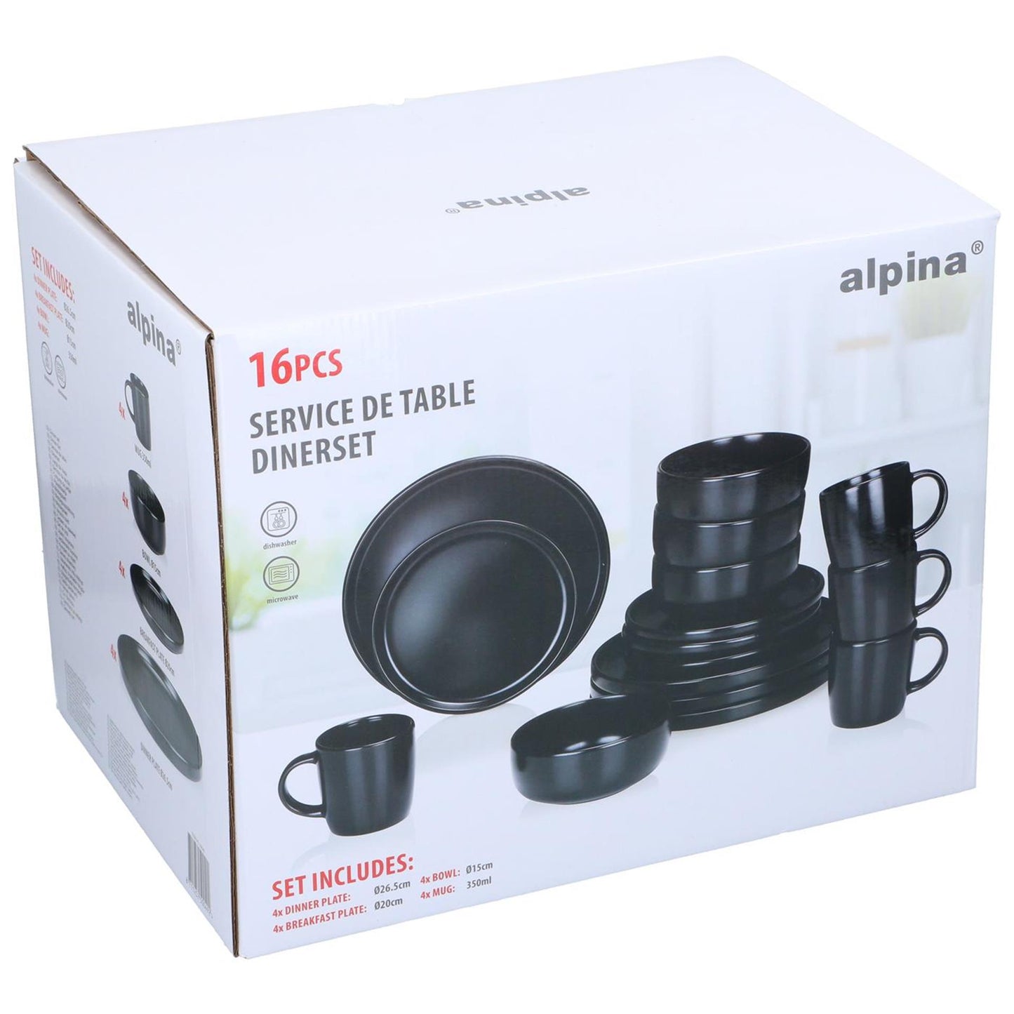 Servizio tavola Alpina 16 pezzi ø26,5cm nero
