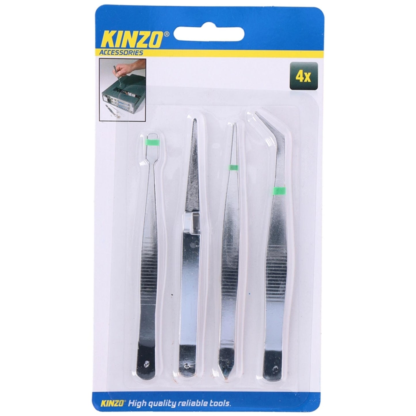 Pinzette Kinzo set 4 pezzi su cartoncino