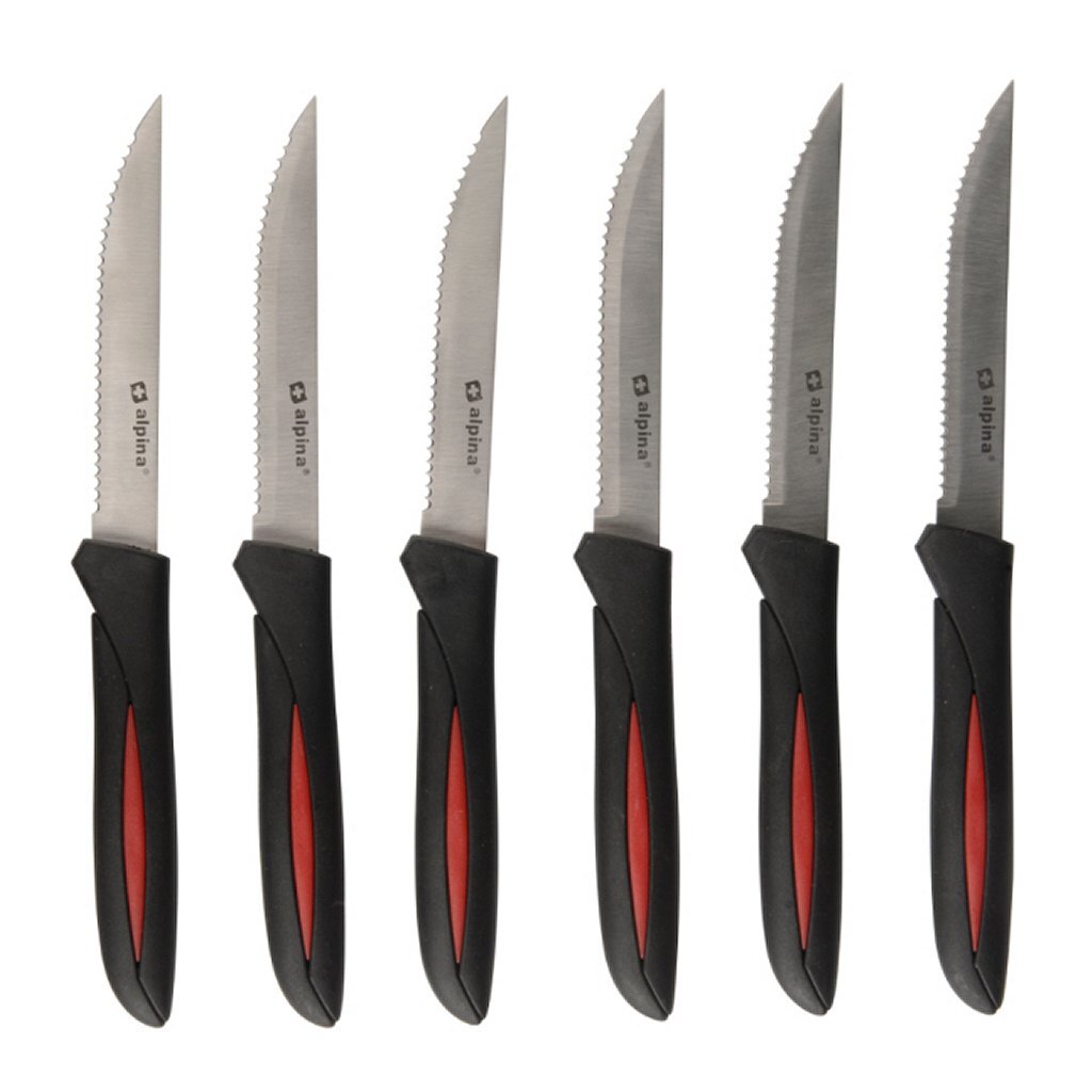 Coltelli da bistecca di alpina 23 cm 6 pezzi Nero rosso