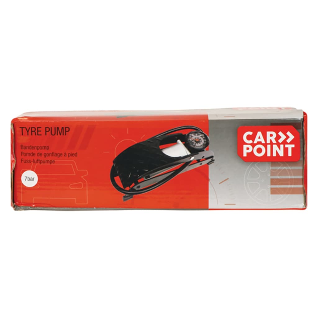 Pompa del piede carpoint con manometro a 4 bar in acciaio nero