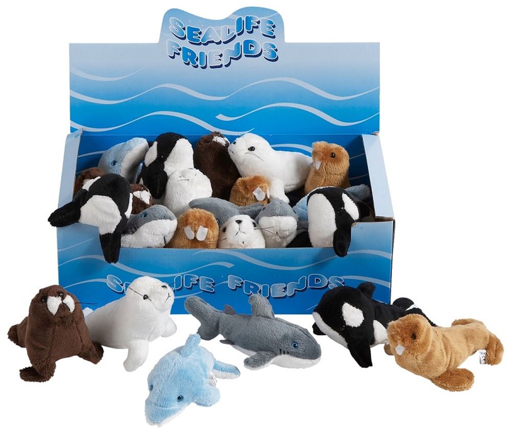 Knuffels zeedieren. 6 ass. 12 cm. (in po