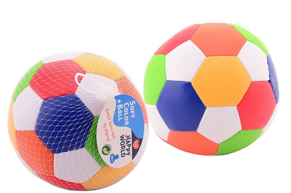 Johntoy happy world zachte bal, multi color 15 cm. 0+