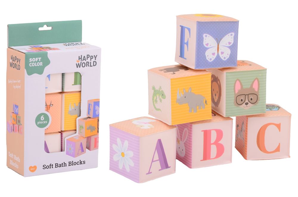 Happy World Soft Bath blocca animali e lettere, 6dlg.