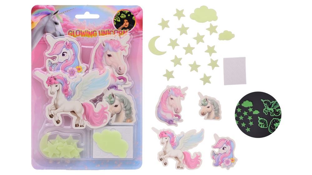 Johntoy glow in the dark eenhoorn muursticker 2