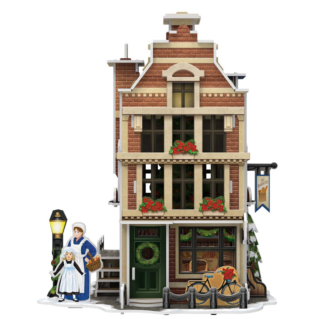 Divertimento cubico divertimento cubico divertimento 3d puzzle hollands huisje Winter Bakery + Light 65 pezzi