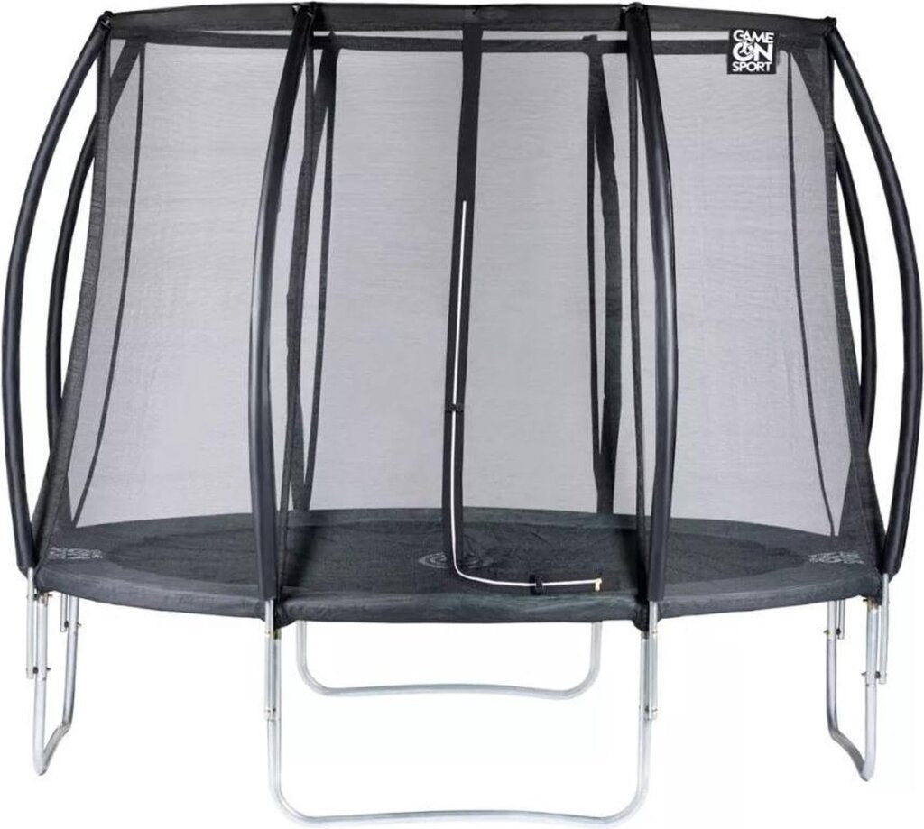 Gioco su trampolino sportivo linea nera con rete di sicurezza 305 cm