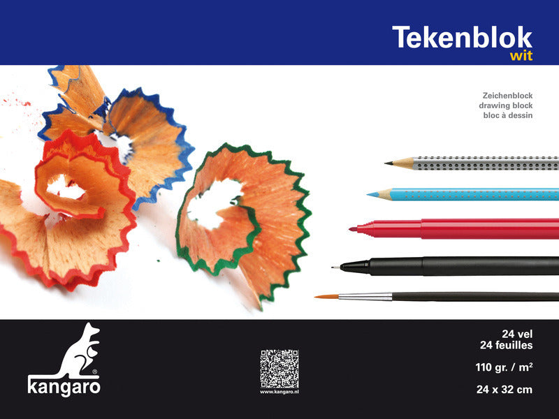 Kangaro Kangaro K-5586 Blocco di disegno A4+ (24x32cm) 110 grammi 24 foglio bianco